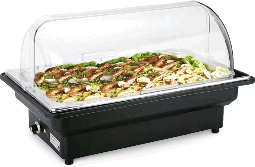 Elektro Chafing Dish GN 1/1 mit Roll Top Deckel, 56 x 36 x 32 cm, Chromnickelstahl