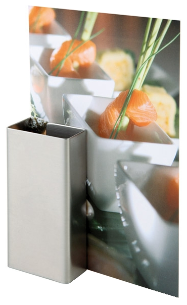 Kartenhalter, 2er Set 8,5 x 4 cm, H: 4 / 8,5 cm , Edelstahl