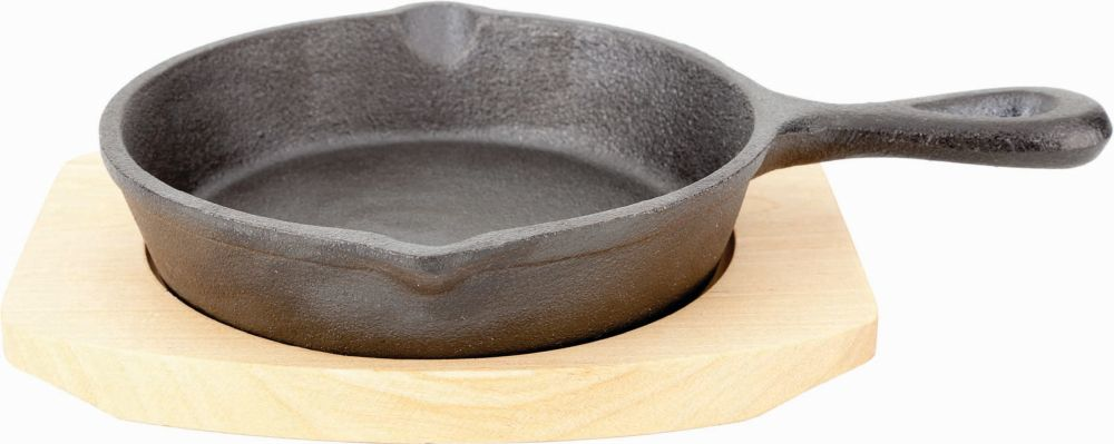 PLAYGROUND Pfanne rund 14 cm mit Holzuntersetzer