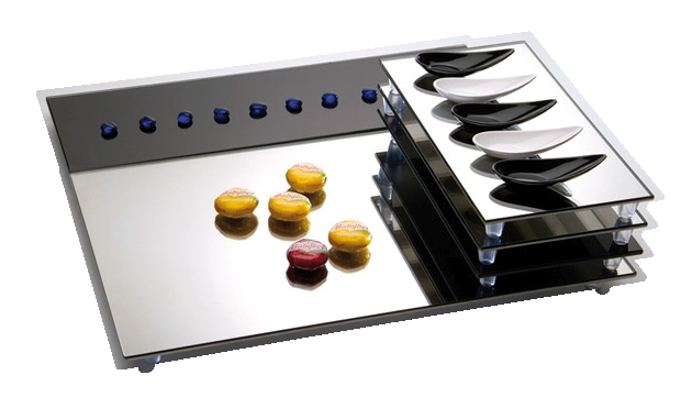 GN 1/1 Glasplatte -MIRROR- 53 x 32,5 cm, H: 3 cm , Edelstahl