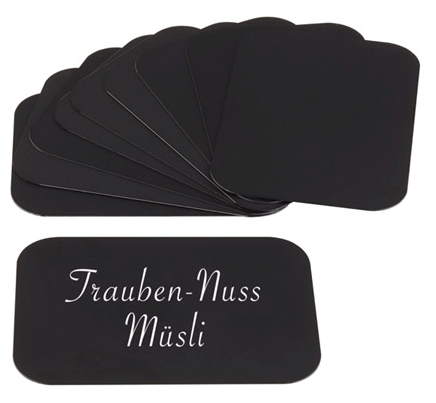 Beschriftungskarten, 10er Set 7,5 x 5 cm, Stärke: 0,4 mm , Schwarz