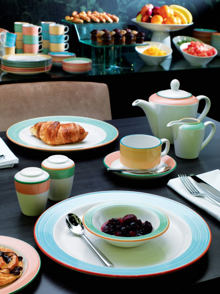 Steelite Platzteller 300 mm weiß mit blauem Rand Rio Blue