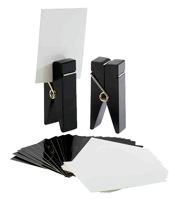 Kartenhalter, 2er Set 4 x 2,5 cm, H: 10 cm , Schwarz