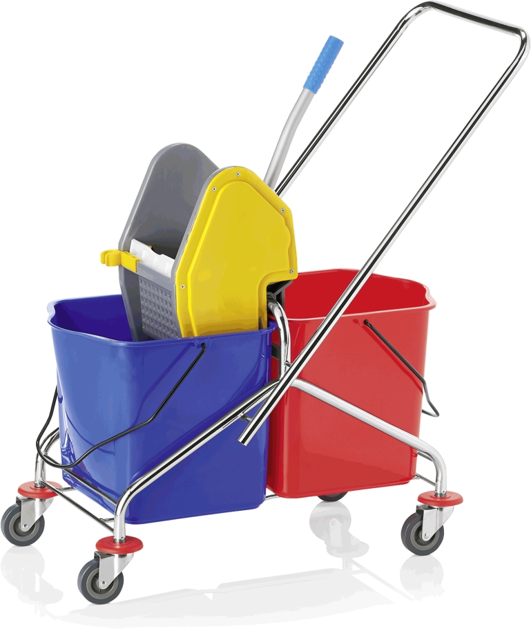 Doppelfahreimer, 2 x 17 ltr., 67 x 41 x 88,5 cm, rot/blau, Kunststoff