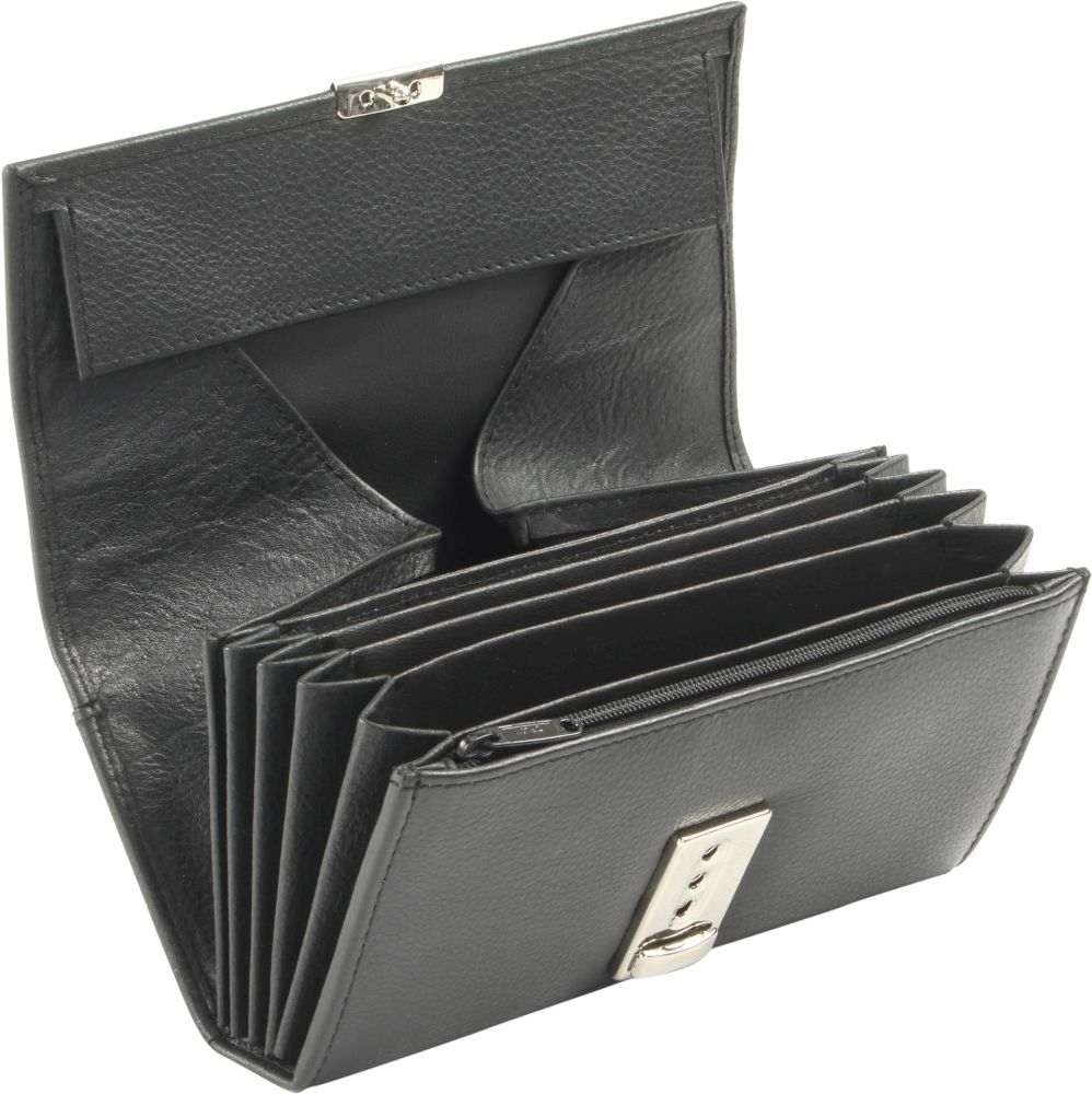 Kellnerbörse Leder mit Nylongürtel schwarz  2-tlg. Set