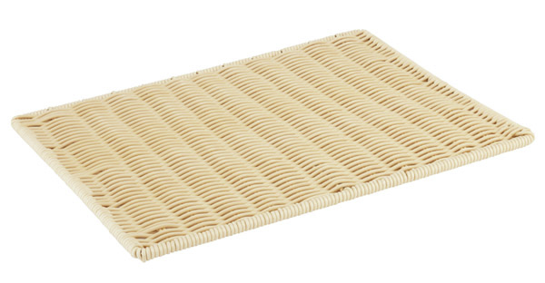 Auslage Tablett, flach 40 x 30 cm, H: 1 cm , hellbeige