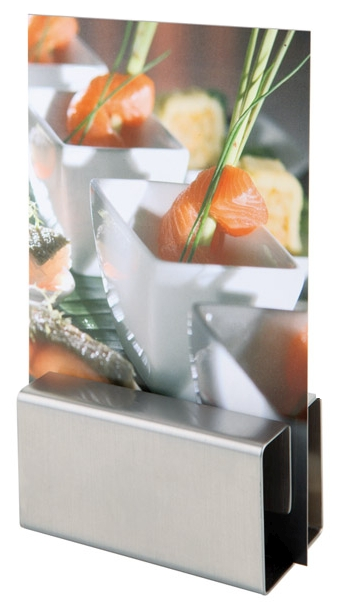 Kartenhalter, 2er Set 8,5 x 4 cm, H: 4 / 8,5 cm , Edelstahl