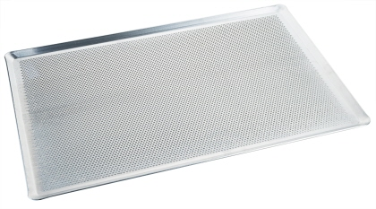 Backblech, perforiert 60x40cm mit schräg  zulaufendem Rand aus Aluminium