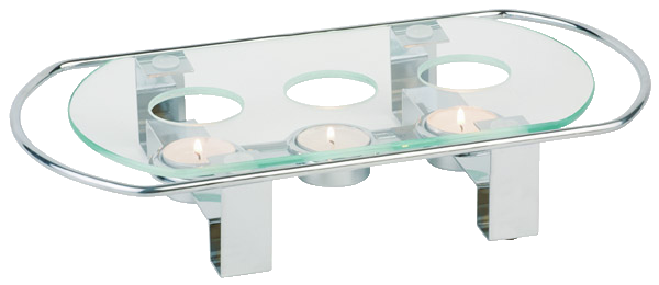 Speisenwärmer, 3-flammig 34 x 18 cm, H: 6 cm , Edelstahl