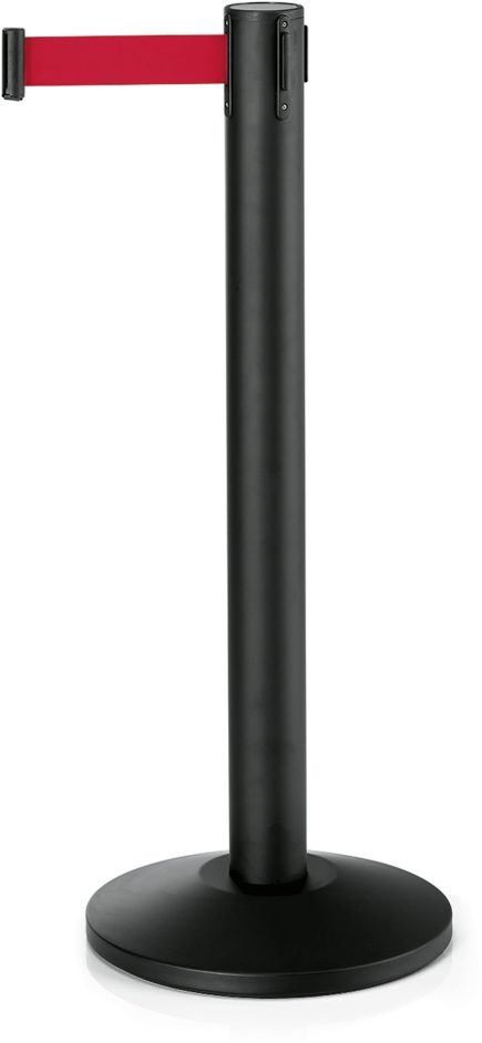 Abgrenzungspfosten Largeflex, pulverbeschichtet, schwarz, 4,5 m, rot, Edelstahl