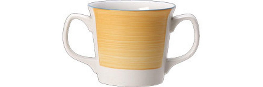 Steelite Becher mit zwei Griffen 0,29 l weiß mit Rio Yellow
