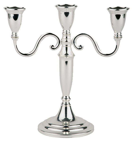 Kerzenleuchter, 3-flammig 22 x 10 cm, H: 22,5 cm , Edelstahl