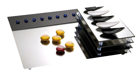 GN 2/4 Glasplatte -MIRROR- 53 x 16,2 cm, H: 3 cm , Edelstahl