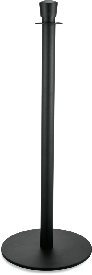 Abgrenzungspfosten Classic mit flachem Fuß, Zylinder, schwarz pulverbeschichtet, Edelstahl