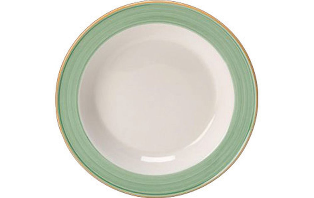 Steelite Suppenteller Slimline 215 mm weiß mit Rio Green