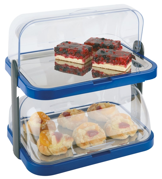 Buffetvitrine -DOPPELDECKER- 44 x 32 cm, H: 44 cm , Edelstahl