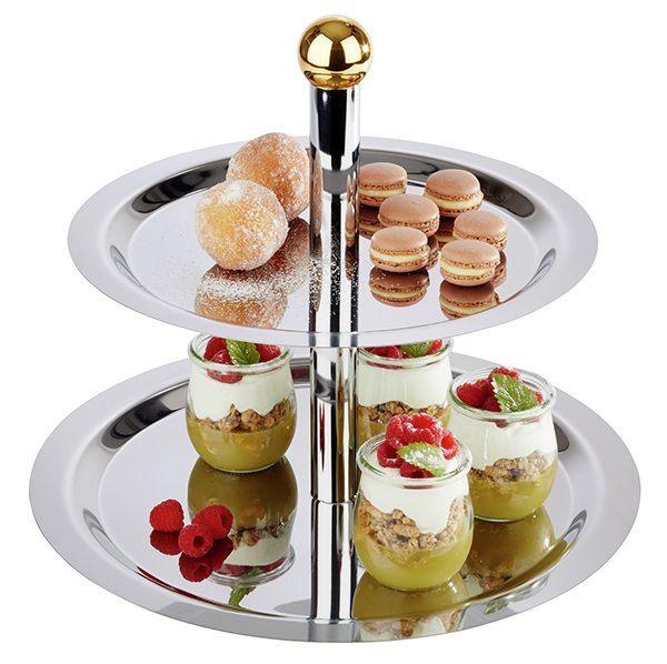 Etagère, 2-stufig -FINESSE- Ø 38/32 cm, H: 30 cm , Edelstahl