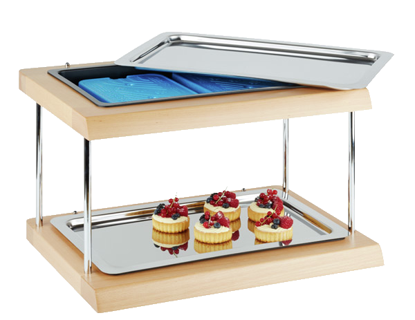 Buffetvitrine -DOPPELDECKER- 60 x 41 cm, H: 36 cm , Edelstahl